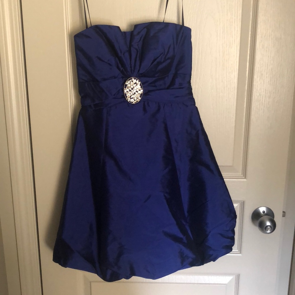 Navy blue strapless dress